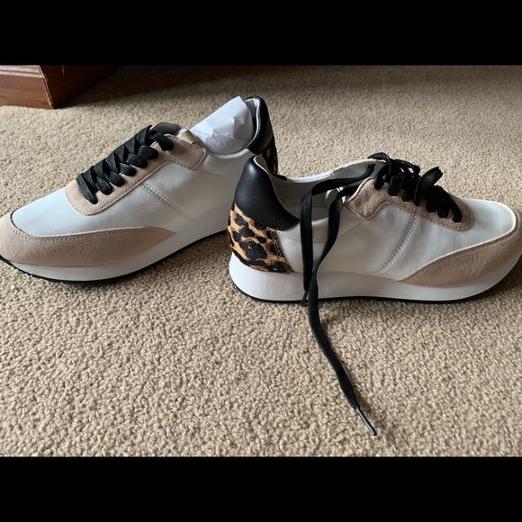 Banana Republic Shoes - Banana republic leather suede leopard trainer shoe